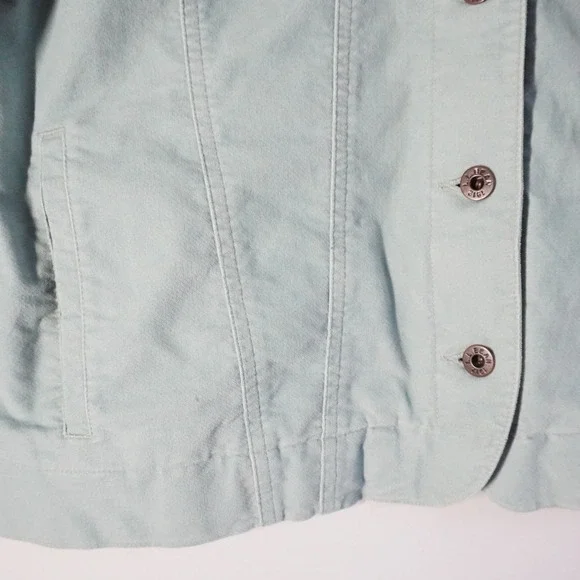 LL Bean Light Blue Denim Corduroy Jacket Women's Button Front Casual Outerwear L - Picture 3 of 8